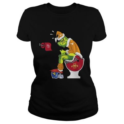 ladies Tee Grinch Santa Oklahoma State Cowboys toilet shirt