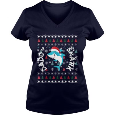 xmas shark daddy shark VNeck