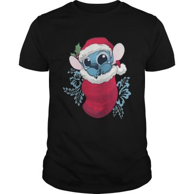 Guys Baby Stitch in Christmas stocking shirt