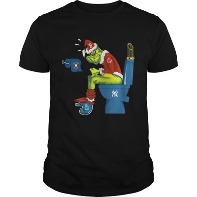 Guys Boston Red Sox Grinch santa toilet shirt