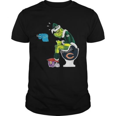 Guys Green Bay Packers Grinch santa toilet shirt