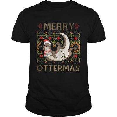 Guys Merry Ottermas Christmas Ugly Shirt