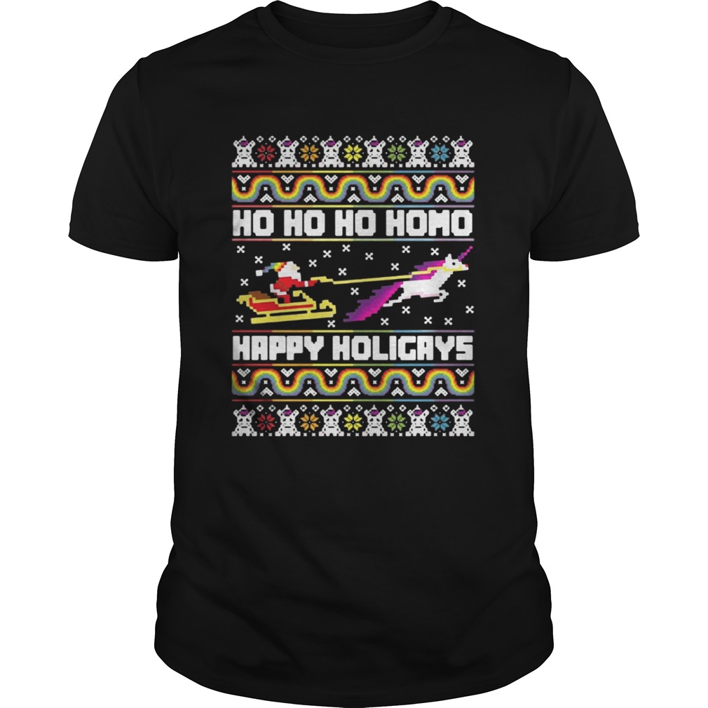 Official Santa riding unicorn Ho Ho Ho Homo happy holidays shirt