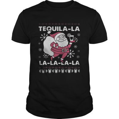 Guys Santa Claus Tequila La la la la la Christmas