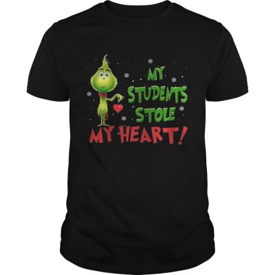 Guys Teacher Grinch my students stole my heart shirt