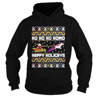 Hoodie Official Santa riding unicorn Ho Ho Ho Homo happy holidays