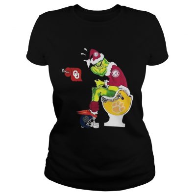 Ladies Tee Alabama Crimson Tide Grinch santa toilet