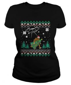 Ladies Tee Bigfoot Christmas Tree Bigfoot Decoration Christmas