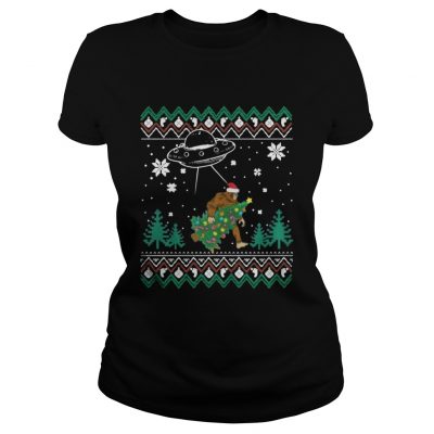 Ladies Tee Bigfoot Christmas Tree Bigfoot Decoration Christmas