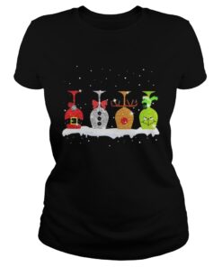 Ladies Tee Christmas wine glasses Grinch