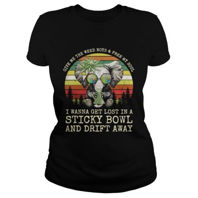 Ladies Tee Elephant give me the weed boys free my soul sunset shirt