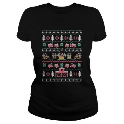 Ladies Tee Firefighter Christmas sweat shirt