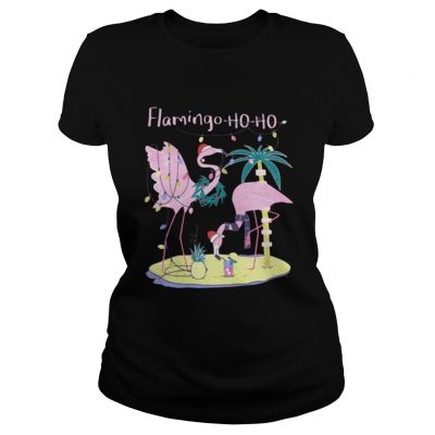 Ladies Tee Flamingo ho ho Christmas