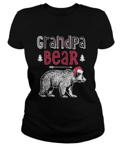 Ladies Tee Grandpa bear christmas santa hat