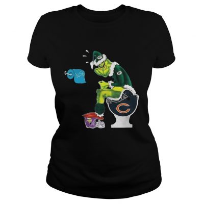 Ladies Tee Green Bay Packers Grinch santa toilet shirt