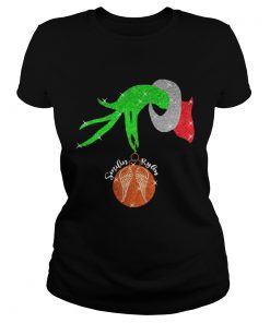 Ladies Tee Grinch Hand Holding Ornament Smilin Rylean