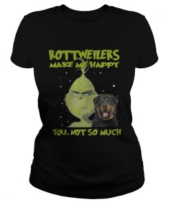 Ladies Tee Grinch rottweilers make me happy Christmas shirt