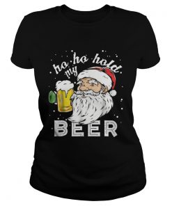 Ladies Tee Ho Ho Hold My Beer Christmas Drinking Santa