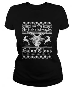 Ladies Tee Merry Antichristmas Satan Claus Satanic Ugly Shirt