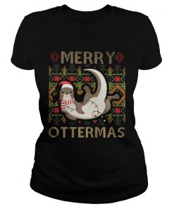 Ladies Tee Merry Ottermas Christmas Ugly Shirt