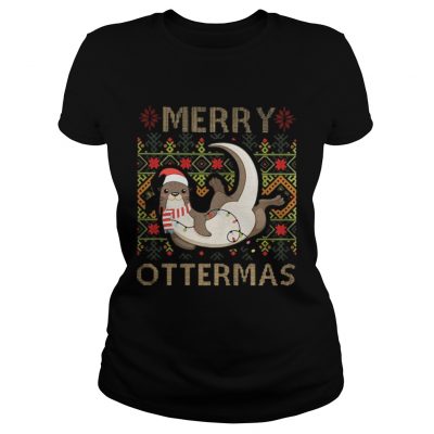 Ladies Tee Merry Ottermas Christmas Ugly Shirt