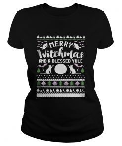 Ladies Tee Merry witchmas and a blessed yule ugly christmas shirt