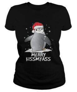 Ladies Tee Penguins Merry Christmas Merry Kissmyass