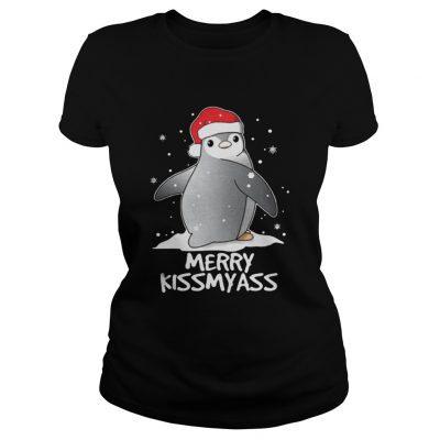 Ladies Tee Penguins Merry Christmas Merry Kissmyass