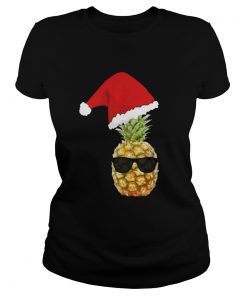 Ladies Tee Pineapple Santa Christmas