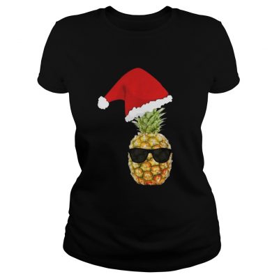 Ladies Tee Pineapple Santa Christmas