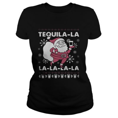 Ladies Tee Santa Claus Tequila La la la la la Christmas