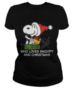 Ladies Tee Snoopy who loves Snoopy and Christmas