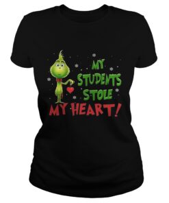 Ladies Tee Teacher Grinch my students stole my heart shirt