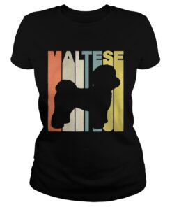 Ladies Tee Vintage Retro Maltese Silhouette shirt