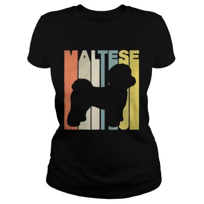 Ladies Tee Vintage Retro Maltese Silhouette shirt