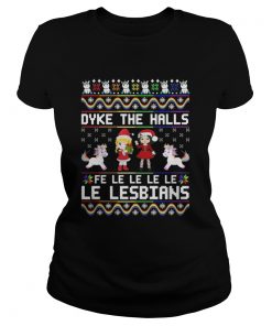 Ladies tee The Dyke The Halls Fe Le Le Le Le Le Lesbians Christmas