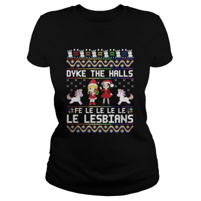 Ladies tee The Dyke The Halls Fe Le Le Le Le Le Lesbians Christmas