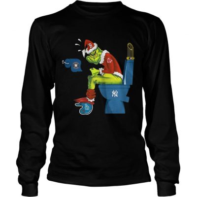 Longsleeve Tee Boston Red Sox Grinch santa toilet shirt