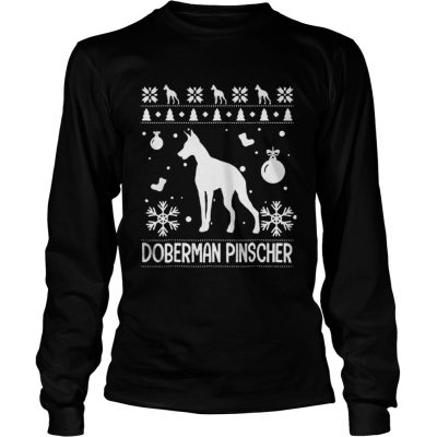 Longsleeve Tee Doberman Pinscher Ugly Christmas shirt