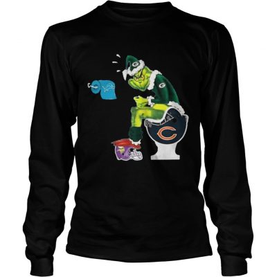 Longsleeve Tee Green Bay Packers Grinch santa toilet shirt