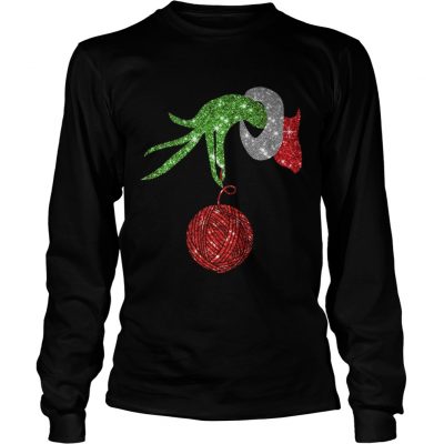 Longsleeve Tee Grinch hand holdings crochet ornament