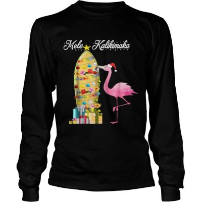 Longsleeve Tee Hawaii Mele Kalikimaka Flamingo Hawaiian Christmas