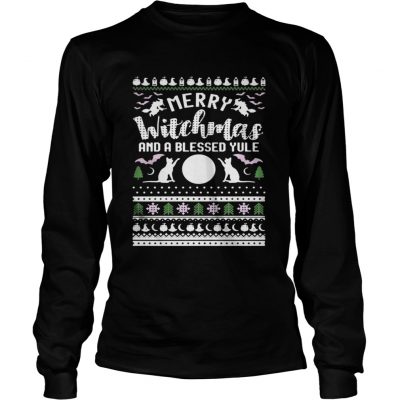 Longsleeve Tee Merry witchmas and a blessed yule ugly christmas shirt