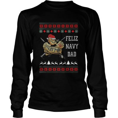 Longsleeve Tee Popeye Feliz Navy Dad Christmas shirt