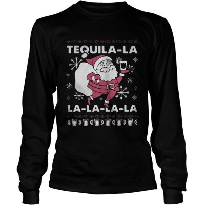 Longsleeve Tee Santa Claus Tequila La la la la la Christmas