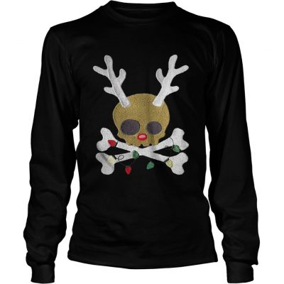 Longsleeve Tee Skull Reindeer light christmas shirt