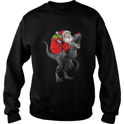 Sweatshirt Christmas Santa Riding A Velociraptor Blue