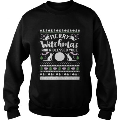 Sweatshirt Merry witchmas and a blessed yule ugly christmas shirt