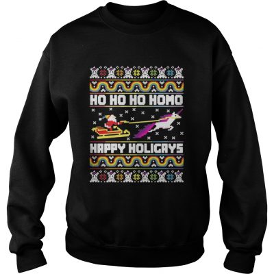 Sweatshirt Official Santa riding unicorn Ho Ho Ho Homo happy holidays