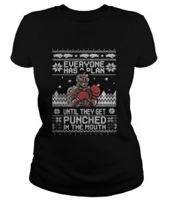 ladies Tee Mike Tyson Punch Everyone has a plan until ugly Christmas